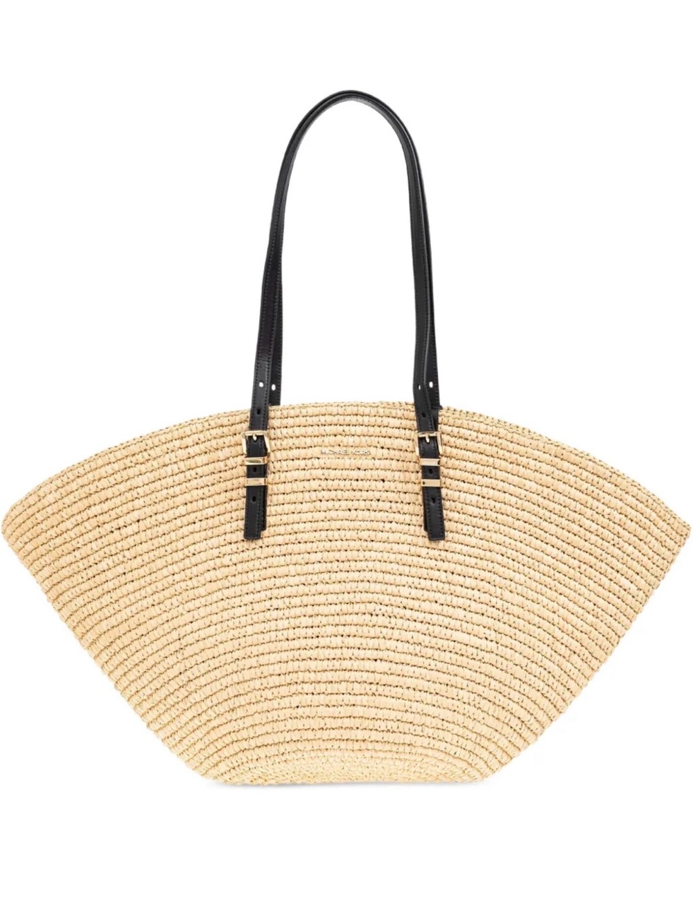 MICHAEL Michael Kors Natural Straw Tote with Black Straps